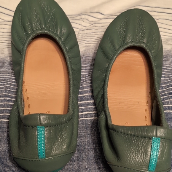 Pacific Green Leather Tieks Ballet Flats - Picture 5 of 7